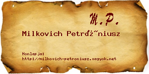 Milkovich Petróniusz névjegykártya